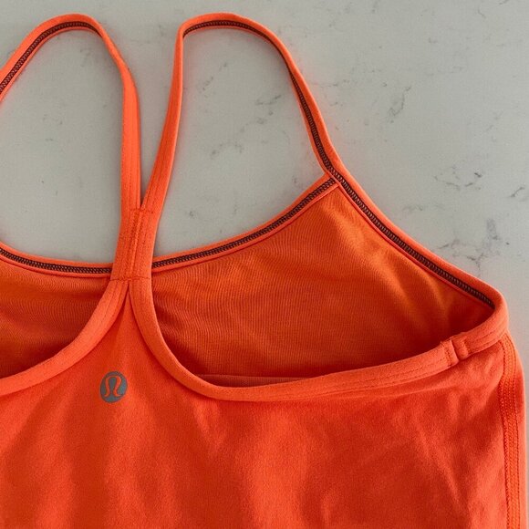 Lululemon Power Y Tank * Luon Light Yoga Workout Rback Top Pizzaz Orange Sz 6 - Picture 2 of 10